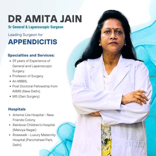 best appendicitis surgeon in Delhi Dr Amita Jain